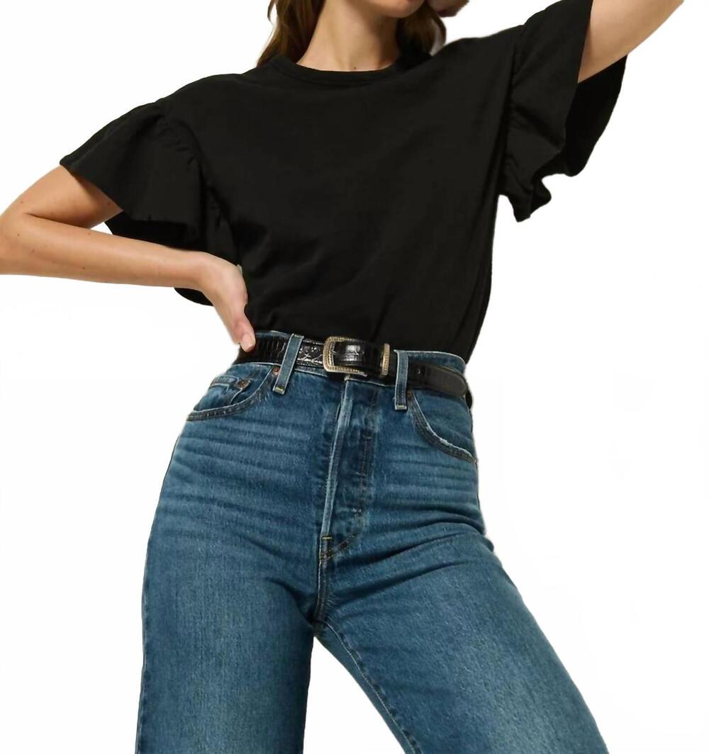NEW NATION LTD camille ruffle sleeve top in black